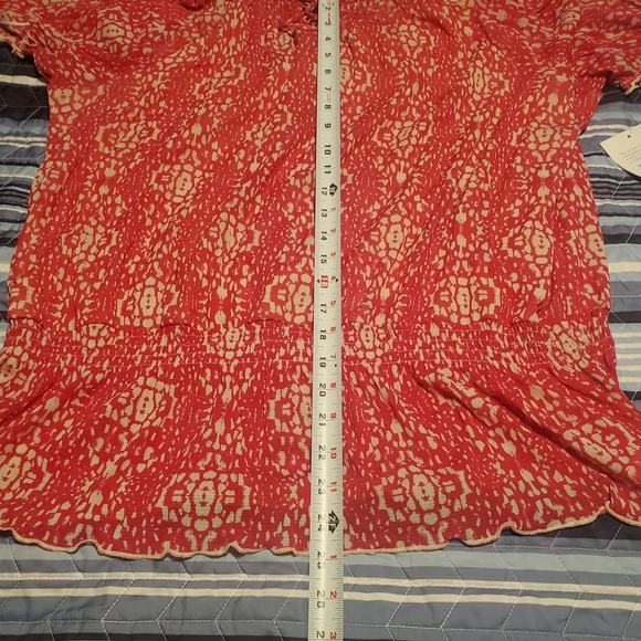 NEW Croft & Barrow 2X Blouse Pink Floral Ruched Neckline and Hem Front Tie Flowy - Picture 11 of 11